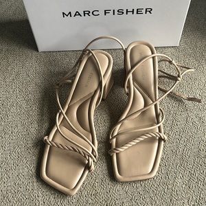 Marc Fisher Nude Strappy Block Heel Sandal
